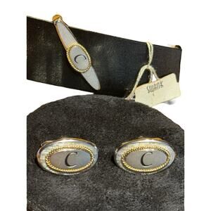 Swank Vintage Monogrammed Tie Clip and Cufflinks